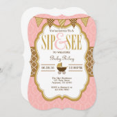 Pink Brown Gold Sip und sehen Sie Einladung (Vorne/Hinten)