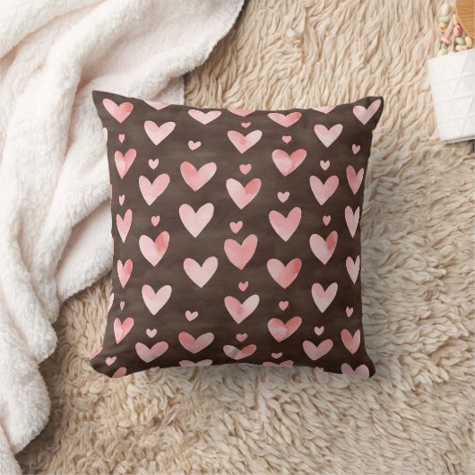 Pink Brown Hearts Kissen (Decke)