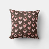 Pink Brown Hearts Kissen (Vorderseite)