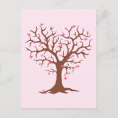 PINK BROWN HERZBAUM SPRING LIEBE NIEDLICH GRAFIK P POSTKARTE (Vorderseite)