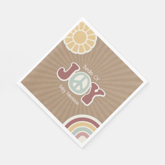 Pink Brown Hippie Baby Shower Serviette (Ecke)