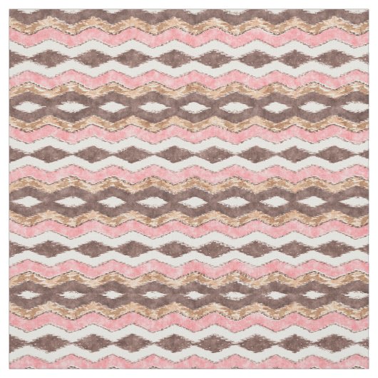 Pink Brown Ikat Zigzag Mosaikmuster Stoff (Muster)
