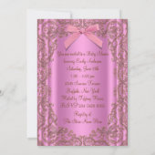 Pink Brown Lace Girl Babydusche Einladung (Rückseite)