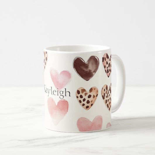 Pink Brown Leopard Druckerhitze Kaffeetasse (VorderseiteRechts)