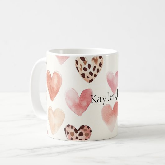 Pink Brown Leopard Druckerhitze Kaffeetasse (Vorderseite Links)