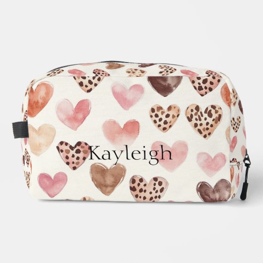 Pink Brown Leopard Druckerhitze Waschbeutel (Vorderseite)