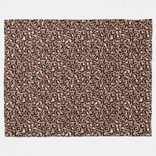 Pink Brown Leopard Fleecedecke (Vorderseite (Horizontal))