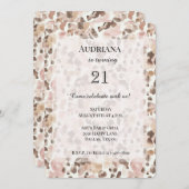 Pink Brown Leopard Geburtstag Einladung (Vorne/Hinten)