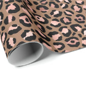 Pink Brown Leopard Geschenkpapier (Rolleneckpunkt)