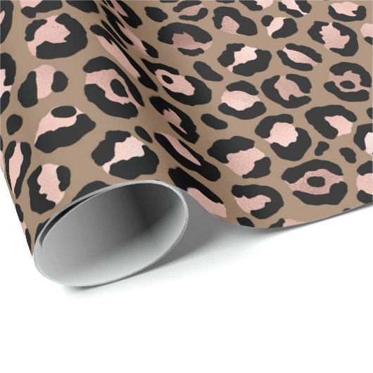 Pink Brown Leopard Geschenkpapier (Rolleneckpunkt)