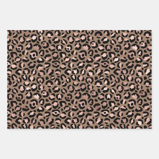 Pink Brown Leopard Geschenkpapier Set (Vorderseite)