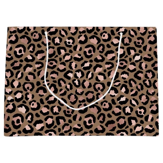 Pink Brown Leopard Große Geschenktüte (Vorderseite)