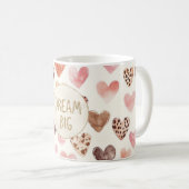 Pink Brown Leopard Hearts Gold Glitzer Dream Kaffeetasse (VorderseiteRechts)