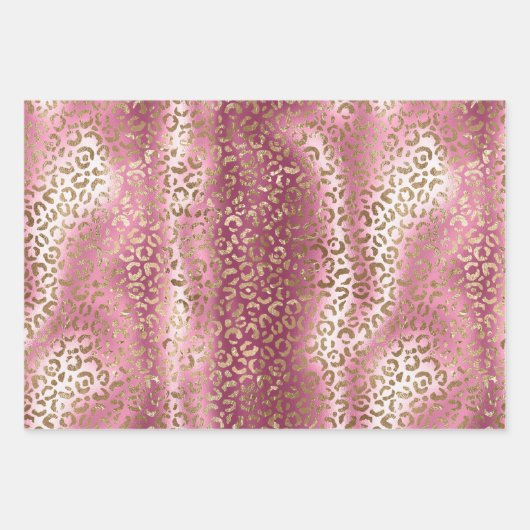 Pink Brown Leopard Print Glitzer Dream Geschenkpapier Set (Vorderseite 3)
