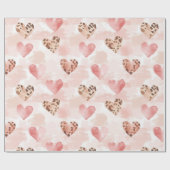 Pink Brown Leopard Print Hearts Geburtstag Geschenkpapier (Flach)