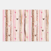 Pink Brown Leopard Print Hearts Geburtstag Geschenkpapier Set (Vorderseite 2)