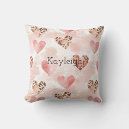 Pink Brown Leopard Print Hearts Geburtstag Kissen