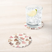 Pink Brown Leopard Print Hearts Geburtstag Untersetzer (Vor Ort)