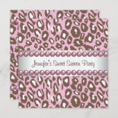 Pink Brown Leopard Sweet 16 Party Einladung (Vorne/Hinten)