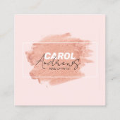 Pink Brown Makeup Artist Lashes Brows Foto Salon Quadratische Visitenkarte (Rückseite)