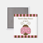 Pink & Brown Mod Ladybug Babydusche Magnet (Vorderseite/Rückseite)
