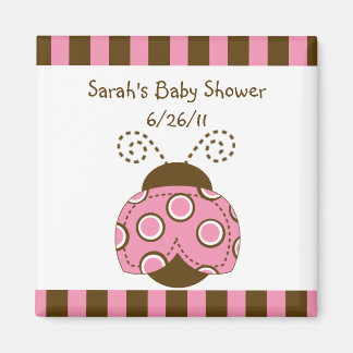 Pink & Brown Mod Ladybug Babydusche Magnet