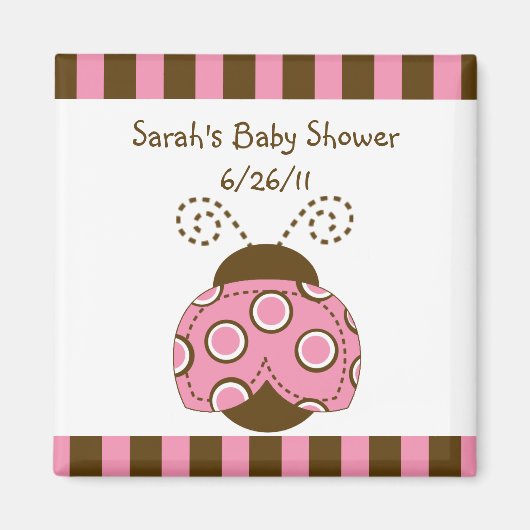 Pink & Brown Mod Ladybug Babydusche Magnet (Vorne)