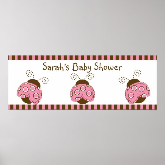 Pink & Brown Mod Ladybug Poster/Banner Poster (Vorne)
