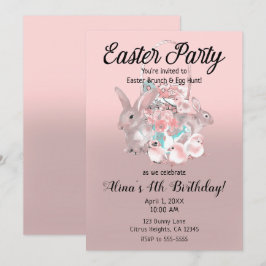 Pink Brown Ostereier Jäger Frühling Geburtstagspar Einladung