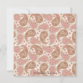 PINK & BROWN PAISLEY Baby Girl Baptism Inviation Einladung (Rückseite)