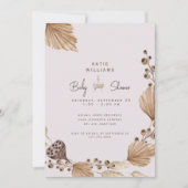 Pink & Brown Pampas Kinderdusche Einladung (Vorderseite)