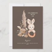 Pink & Brown Pampas Kinderdusche Einladung (Rückseite)