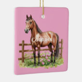 Pink Brown Pferde Keramikornament (Rechts)