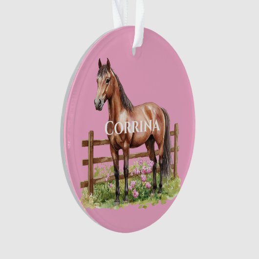 Pink Brown Pferde Ornament (Vorderseite)