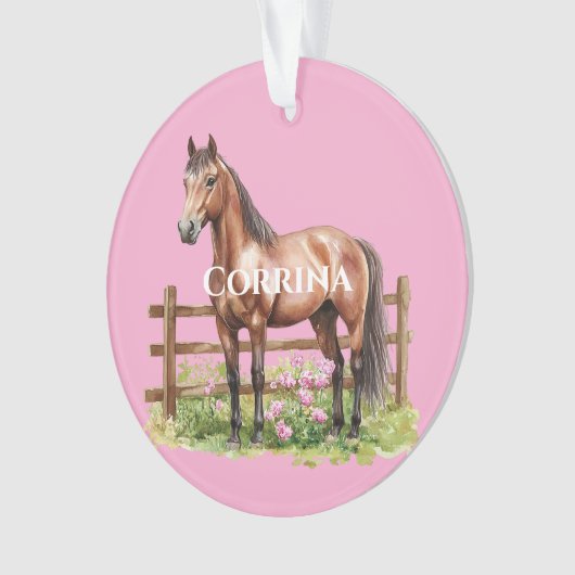 Pink Brown Pferde Ornament (Vorderseite)
