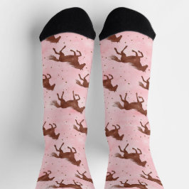 Pink Brown Pferde Socken
