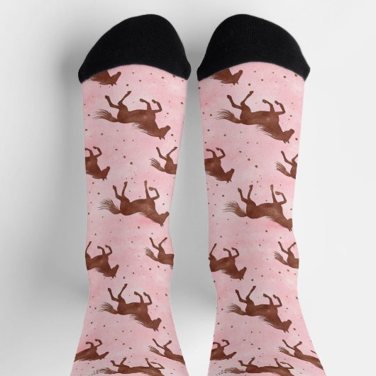 Pink Brown Pferde Socken (Oben)
