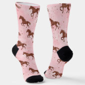 Pink Brown Pferde Socken (Gewinkelt)
