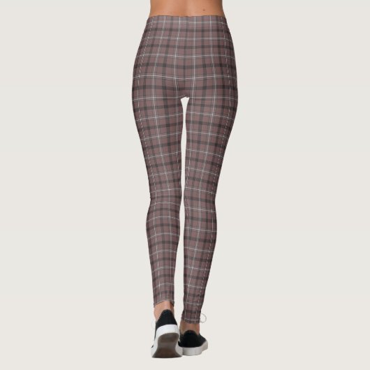 Pink Brown Plaid Classic Pattern Leggings (Rückseite)