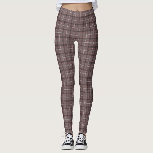 Pink Brown Plaid Classic Pattern Leggings (Vorderseite)