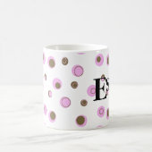 Pink Brown Polka Dots Mit Monogramm Kaffeetasse (Mittel)