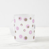 Pink Brown Polka Dots Mit Monogramm Mattglastasse (Vorderseite Links)