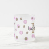 Pink Brown Polka Dots Mit Monogramm Mattglastasse (Mittel)