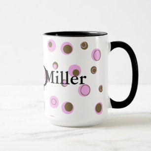 Pink Brown Polka Dots Mit Monogramm Tasse