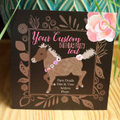 Pink & Brown Pony Thema Geburtstag Einladung