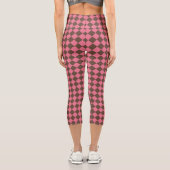 Pink Brown Schachbrett Diamond Pattern Capri Leggings (Rückseite)