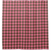 Pink Brown Schachbrett Diamond Pattern Duschvorhang (Vorderseite)