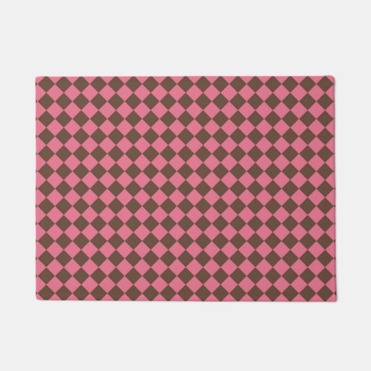 Pink Brown Schachbrett Diamond Pattern Fußmatte (Vorderseite)