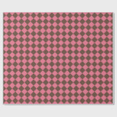 Pink Brown Schachbrett Diamond Pattern Geschenkpapier (Flach)