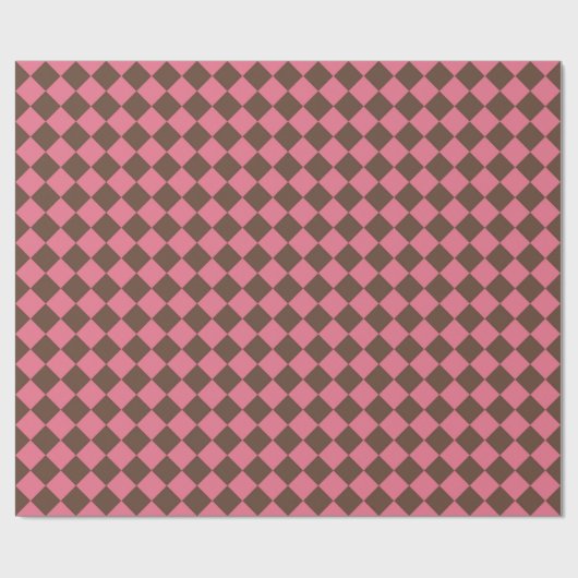 Pink Brown Schachbrett Diamond Pattern Geschenkpapier (Flach)